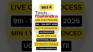 TECH MAHINDRA is hiring for International Chat Process | HYDERABAD #techmahindra #hyderabad