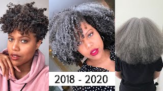 MY NATURAL SILVER HAIR JOURNEY  2018 TO 2020 FROM TAPERED TO ARM PIT LENGTH // Samantha Pollack