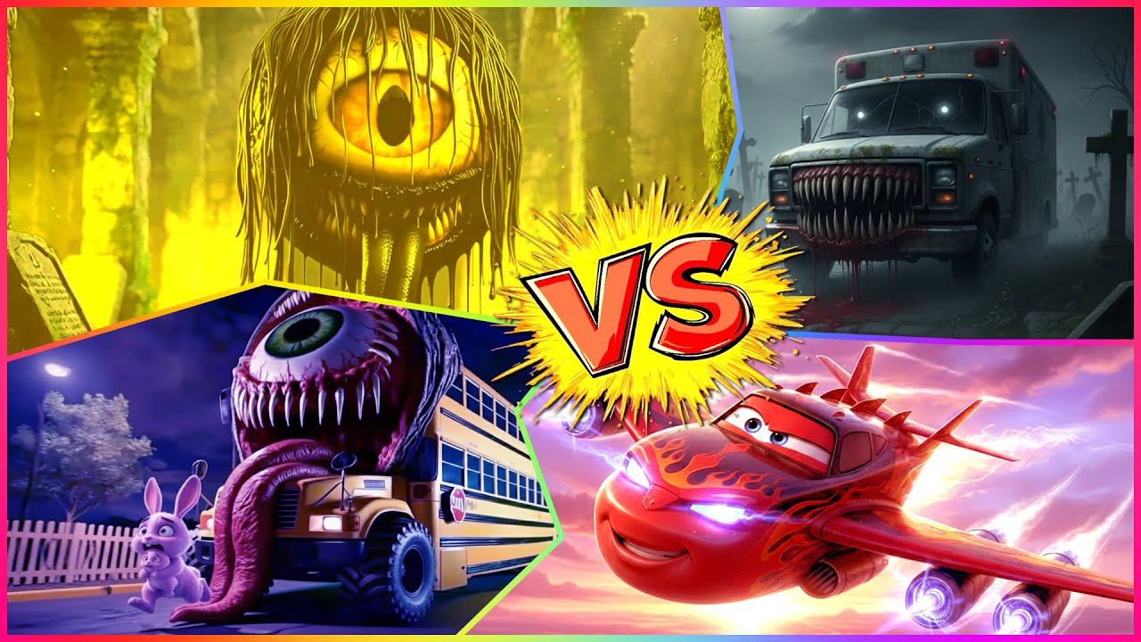 EYE MONSTER 🆚AMBULANCE INFECTED 🆚SCHOOL BUS MONSTER🆚PLANE UNDEAD in Tiles Hop EDM Rush 🎶
