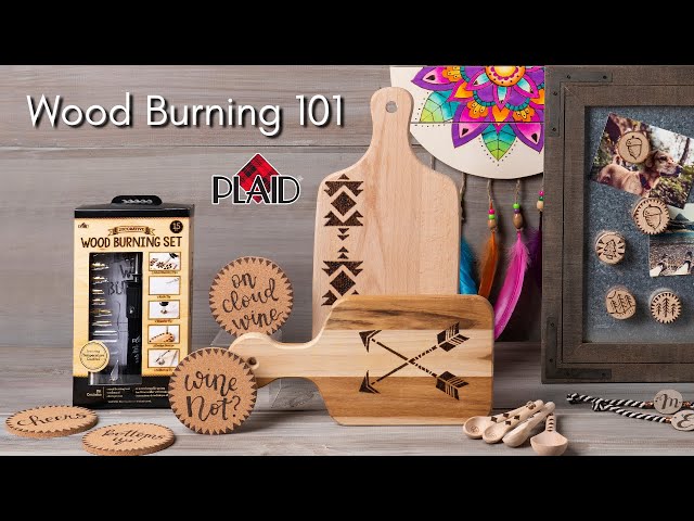 Plaid Deluxe Woodburning Set, Wood Burner with Surfaces and Template, 15  pieces