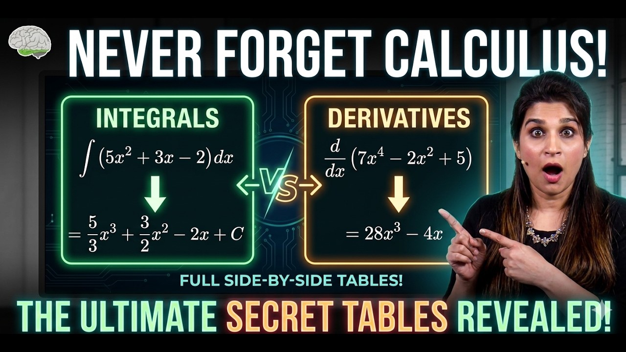 All Derivatives & Integrals in One Table (Calculus 1 & 2) - YouTube