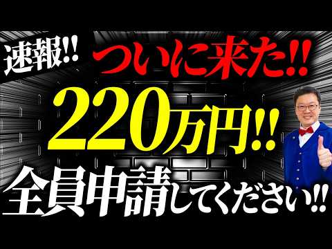 速報】一人220万円貰える「超ヤバい補助金」が遂に登場！！個人事業