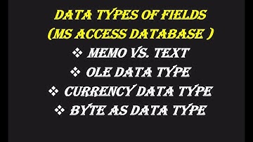 data types of fields in Database MS ACCESS|Database 2nd year computer|Datbase lectures in Urdu/Hindi
