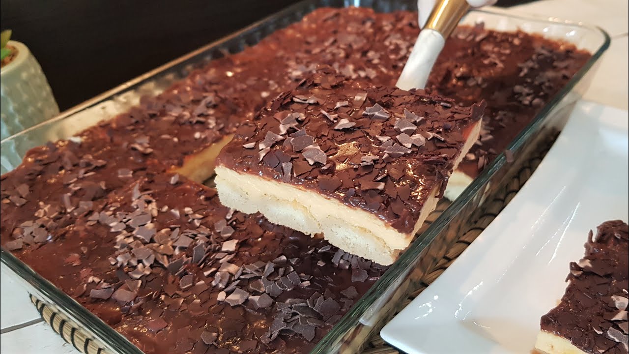 كيكة الشوكلاتة الباردة بدون فرن وبدون كريمه