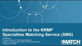 Introduction to the Specialties Matching Service Webinar