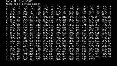 program in turbo c++ to display all the prime number