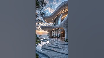 Luxury villa on the shores of the Baltic Sea 🌊 Panoramic windows and wave-shaped facade