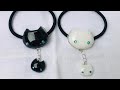 【UVレジン】シロネコさん クロネコさんDEヘアゴム White cat, black cat and parent and child.　Hair rubber