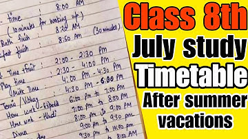 Class 8 After Summer vacation Timetable | Class 8 | Hamari kaksha