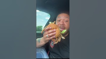 Trying a soft shell crab sandwich