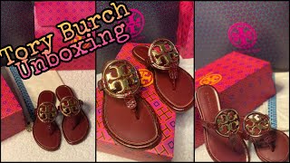 Tory Burch millar metal logo sandal || Unboxing Tory Burch sandal