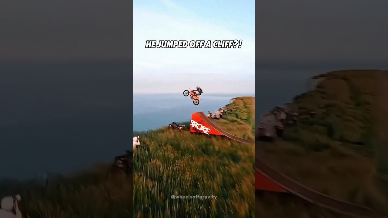 Insane Motorcycle Cliff Jump With Parachute!