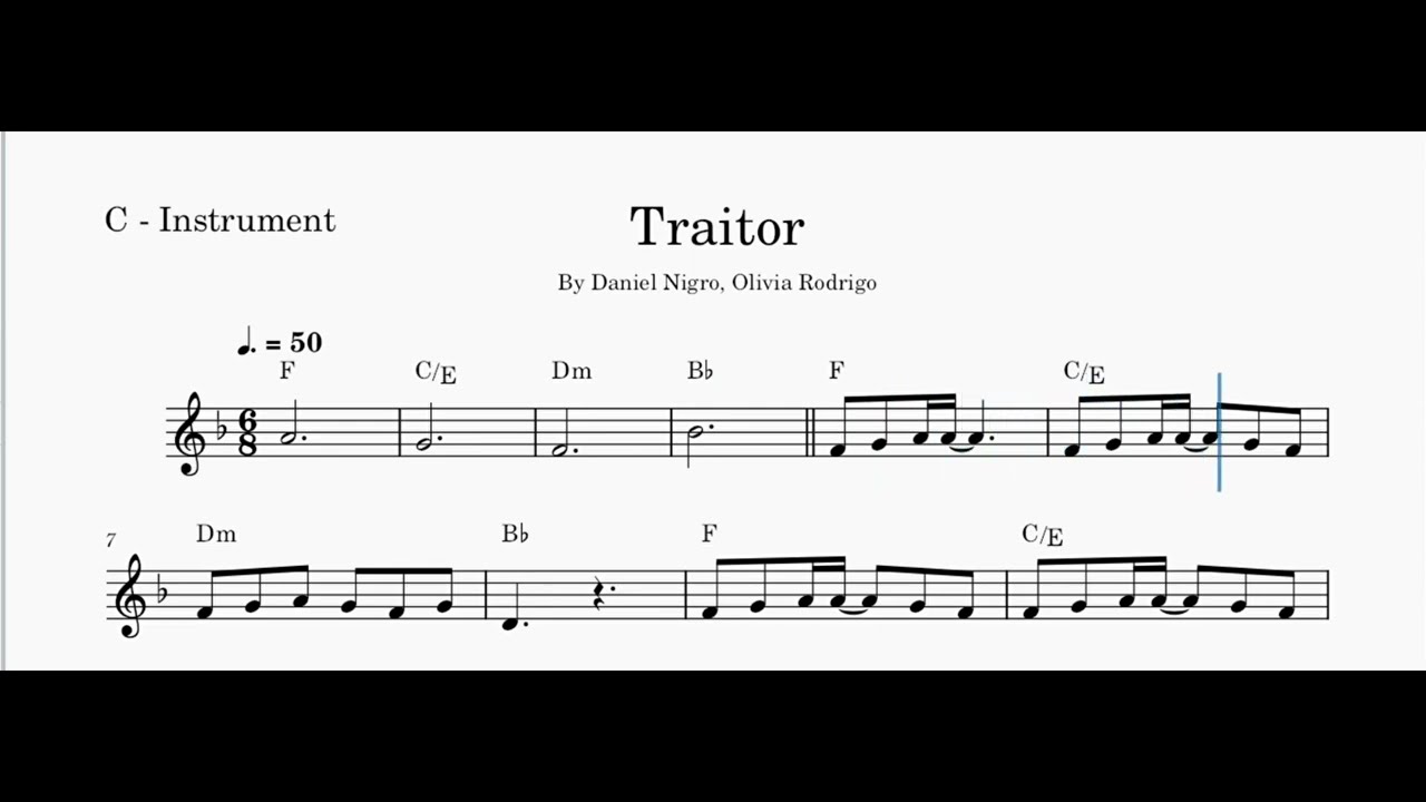 Flute Sheet Music: traitor - Olivia Rodrigo