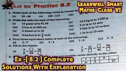 Learnwell smart Maths Class 6 Unit 8 Ex 8.2 Solutions | Class 6 learnwell maths Ex 8.2 Solutions Pdf