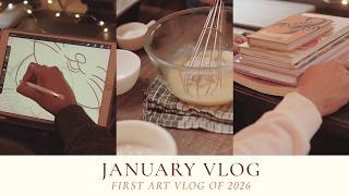 January Vlog 2026 filled with cozy art days, studio moments, baking, and book fair finds