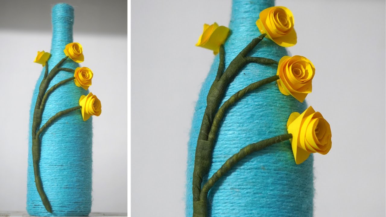 Easy Bottle Art With Woolen Thread | DIY Bottle Decoration ...