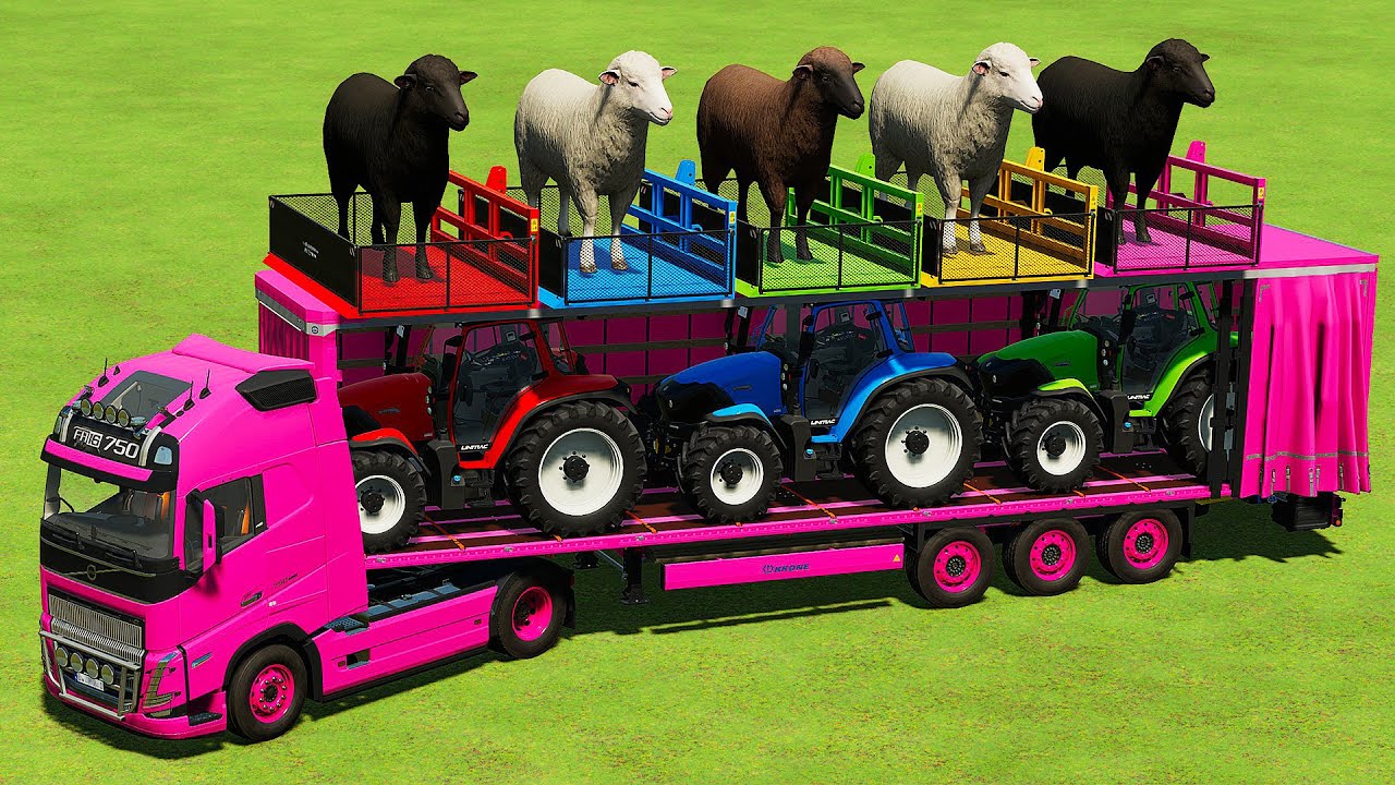 LOAD & TRANSPORT SHEEPS and MINI LINDNER TRACTORS with VOLVO TRUCK - Farming Simulator 22