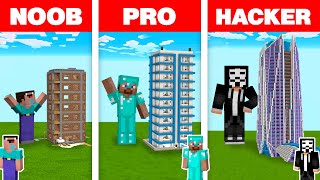 Minecraft NOOB vs PRO vs HACKER: MODERN SKYSCRAPER HOUSE BUILD CHALLENGE in Minecraft Animation
