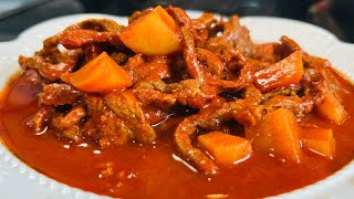 CHILE COLORADO estilo chihuahua carne con papas en chile colorado cocina facil