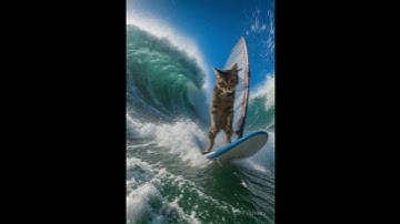 SORA AI가 만든 🌊 거친 파도 속 멈춰버린 고양이 🐾