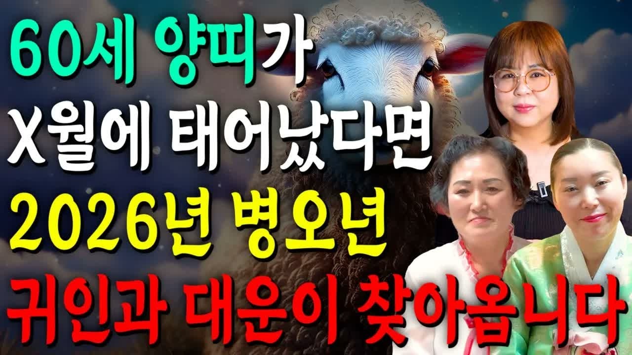 1967년생 60세 양띠, 2026년 운세의 대전환 시작된다! 1월부터 금전과 귀인운이 동시에 터지는 결정적 시기