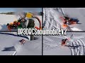 3d printed rc snowmobile jumping in deep snow