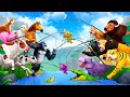 Epic fishing challenge  farm animals vs wild animals  funny animals cartoons 2024