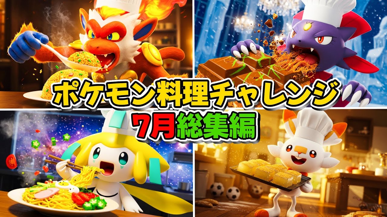 【総集編vol.6】ポケモン料理７月イッキ見用！ＡＩが作ったポケモンの料理シーンがおもしろすぎた！#ポケモン #pokemon #料理 #cooking