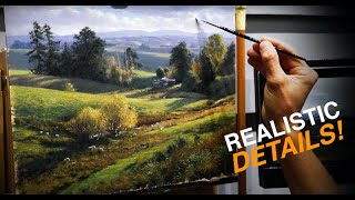 How to PAINT a rural valley scene in OILS  TREES and DEPTH!