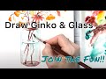 Ginko Leaves in a Vase-Watercolor Painting -Tutorial Step by Step