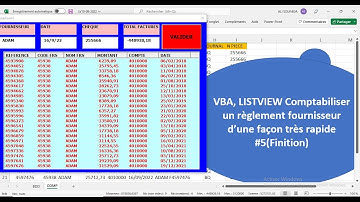 VBA, LISTVIEW  Comptabiliser un règlement fournisseur d’une façon très rapide #5(Finition)