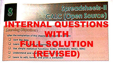 DAV CLASS 6 COMPUTER CHAPTER 8 | SPREADSHEET-II CALC | INTERNAL QUESTION | SOLUTION | NOTES