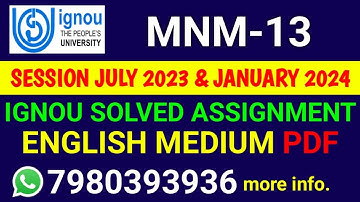 MNM 13 Solved Assignment 2023-24 English, MNM 13 Solved Assignment 23-24, MNM-13 Assignment