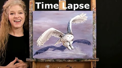 TIME LAPSE - Learn How to Paint SNOW OWL with Acrylic - Fun Animal Portrait Step by Step Tutorial