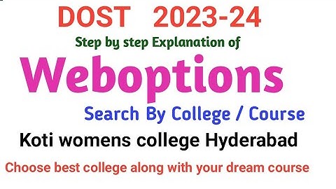 TS DOST  2023  web options koti womens college courses searchby college wise
