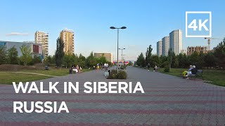Walking tour around Sovetskiy District of Krasnoyarsk city (Siberia, Russia) [4k]