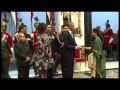 President Mukherjee welcomes President Obama at Rashtrapati Bhavan