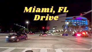 4K | Miami, Florida Night Drive | Miami International Airport | Hard Rock Stadium