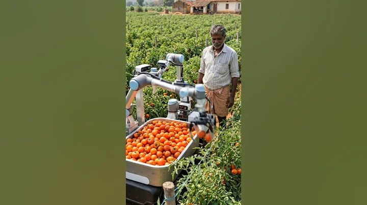 AI Robot Helping Farmers Harvest Tomatoes