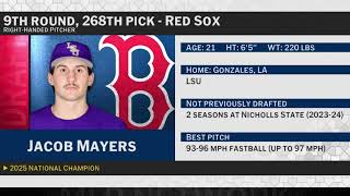 MLB Network Coverage of the Red Sox selecting RHP Jacob Mayers 268th overall in the 2025 MLB Draft