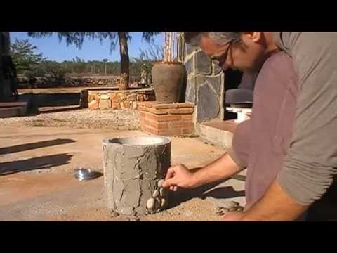 Maceta cemento decorada con piedras. youtube