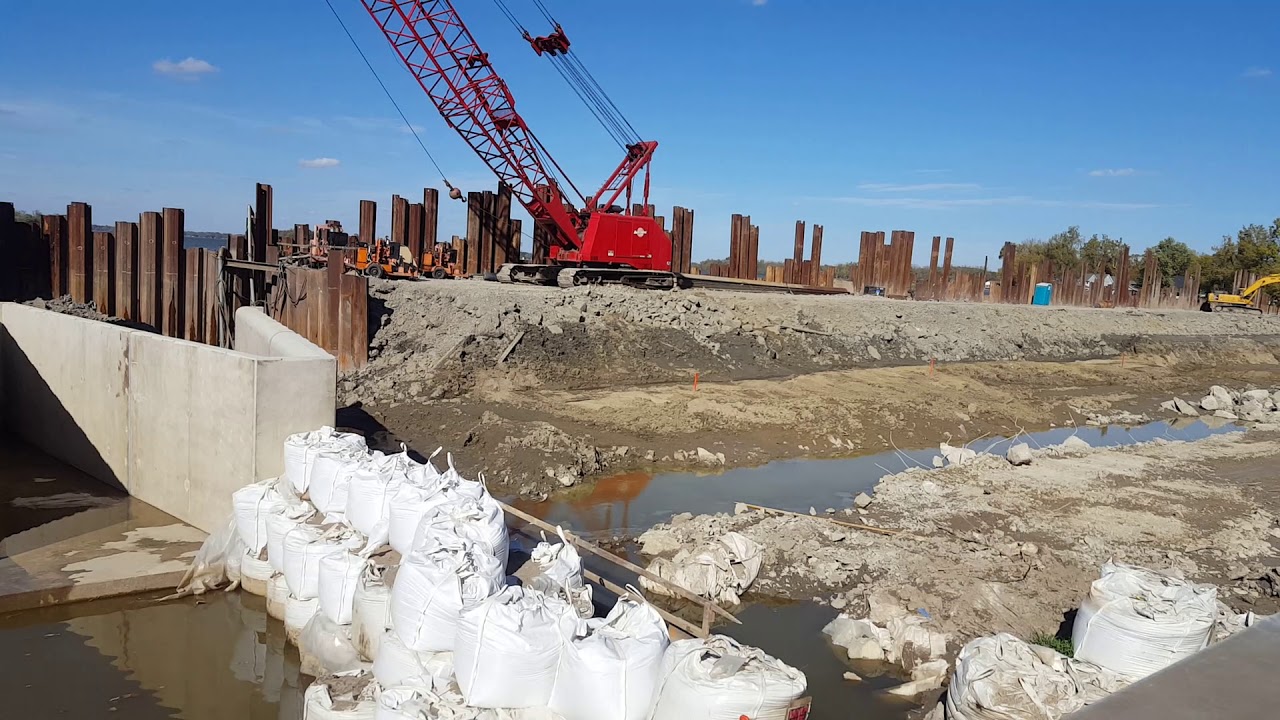 Spillway under construction Bulkhead Dam Indian Lake Ohio Russells