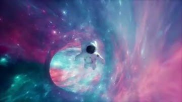 Astronaut Flying Through A Wormhole - Space Travel Motion Graphics Background Video
