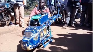 Jobless man builds helicopter with recycled material