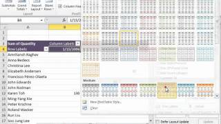 Excel 2010 Tutorial Applying PivotTable Styles Microsoft Training Lesson 22.4