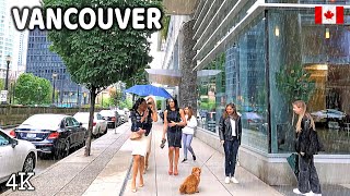 🇨🇦 【4K】⛈️⛈️⛈️ Heavy Rain in Downtown Vancouver BC. Travel Canada. Relaxing Walk.