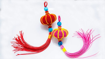 Macrame keychain tutorial - 🏮Chinese traditional Red lantern🏮 - Thắt dây làm đèn lồng