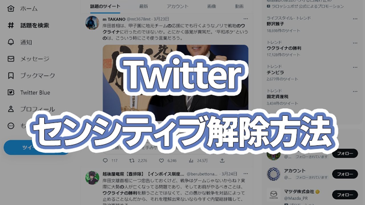 Twitter センシティブ 解除 サブ 垢