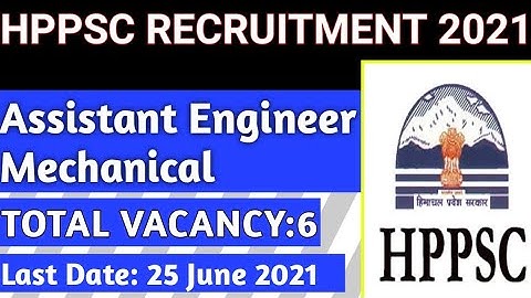 HPPSC Recruitment 2021||Assistant Engineer Mechanical||HPPCL