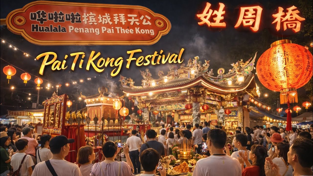 2026春节大年初八晚万人齐聚拜天公槟城姓周桥场面盛大热闹 2026 Jade Emperor Celebration Chew Jetty Penang Huge Crowd